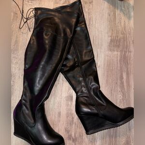 Lane Bryant over the knee faux leather drawstring closure new sz 11W